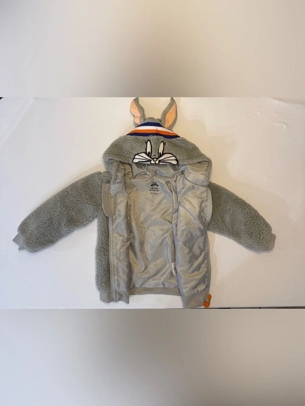 Space Jam Bugs Bunny Sherpa Fleece Jacket Gray Toddler 2T